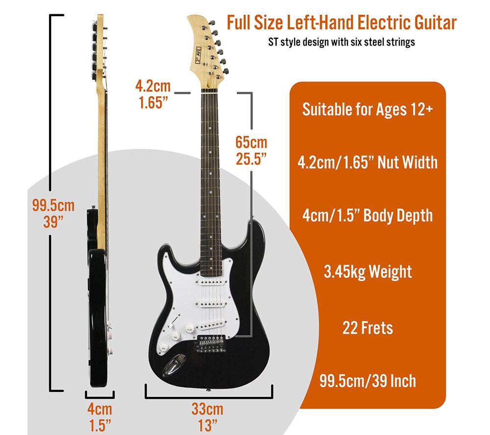 3RD AVENUE Full Size 4/4 Left-Handed Electric Guitar Bundle - Black image number 2 of 6