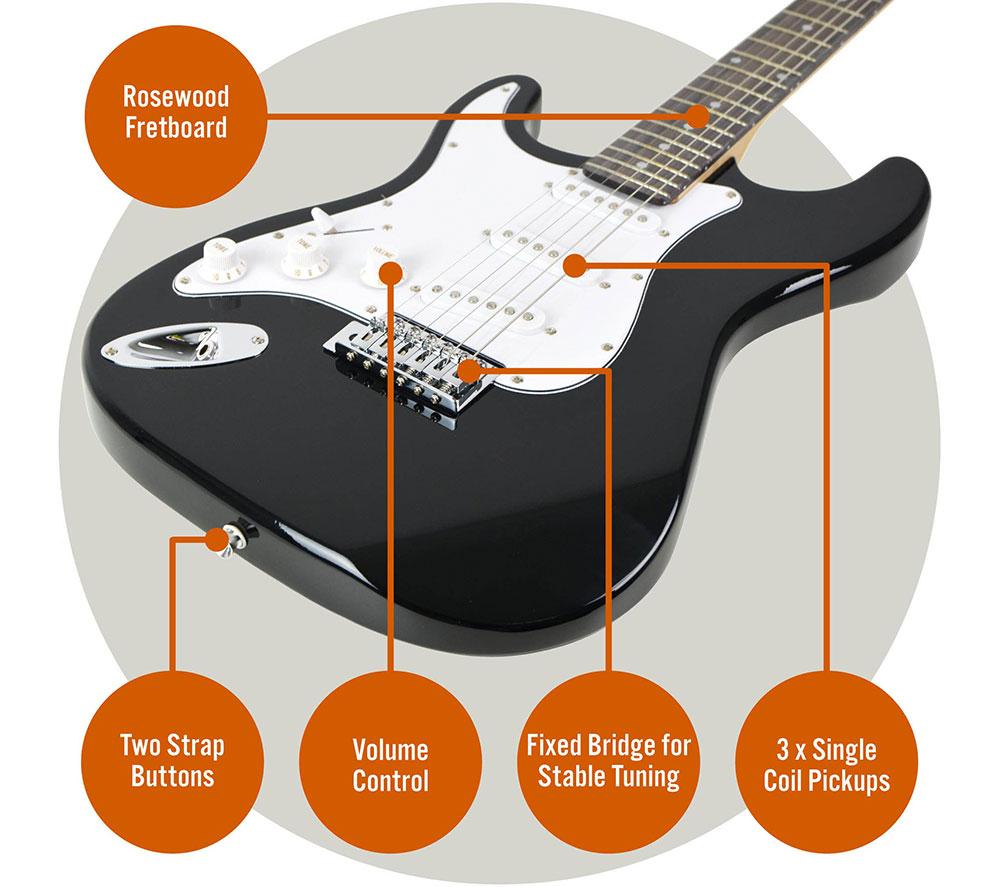 3RD AVENUE Full Size 4/4 Left-Handed Electric Guitar Bundle - Black image number 4 of 6