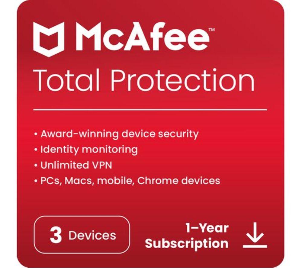 Buy MCAFEE Total Protection 1 year for 3 devices (download) Currys