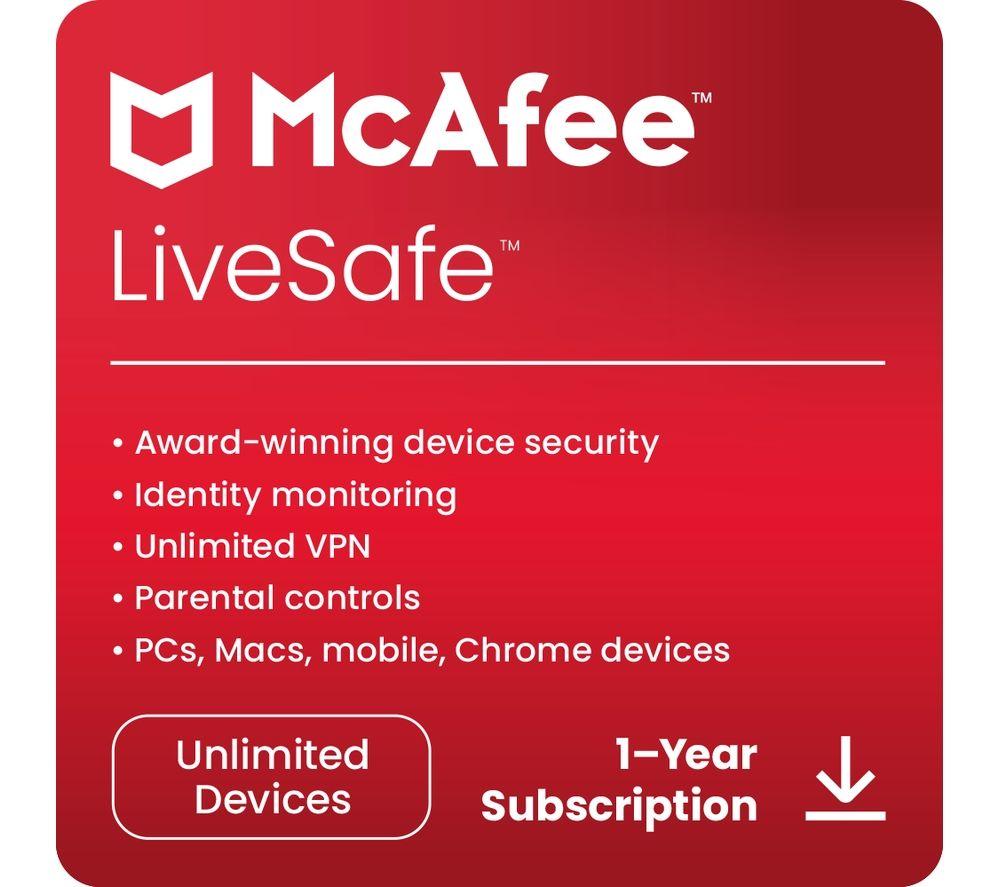 MCAFEE LiveSafe Premium Plus - 1 year (automatic renewal) for unlimited devices (download)