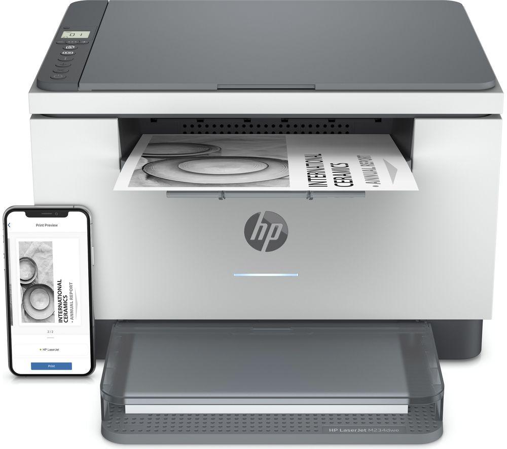 HP LaserJet M234DW Monochrome All-in-One Wireless Laser Printer, Silver/Grey