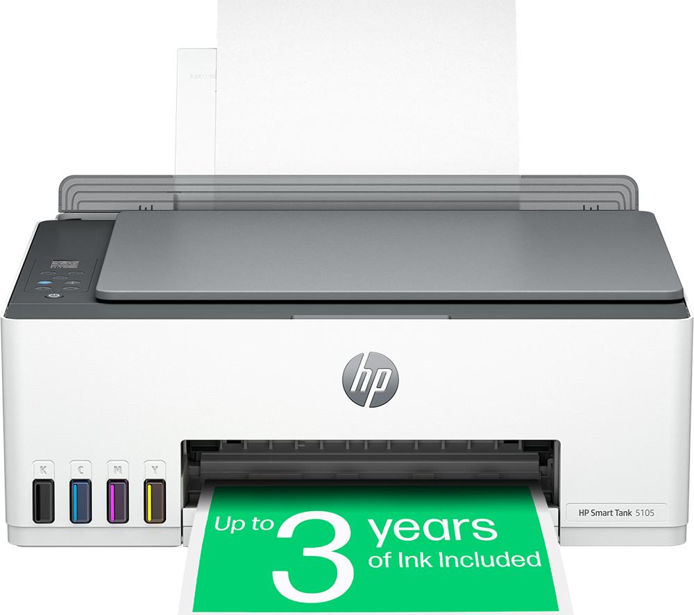 HP Smart Tank 5105 All-in-One Wireless Inkjet Printer, Silver/Grey,White