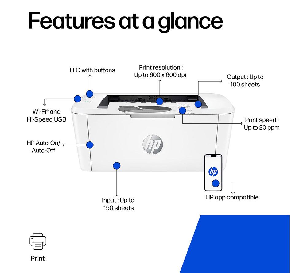 HP LaserJet M110W Monochrome Wireless Laser Printer image number 4 of 18
