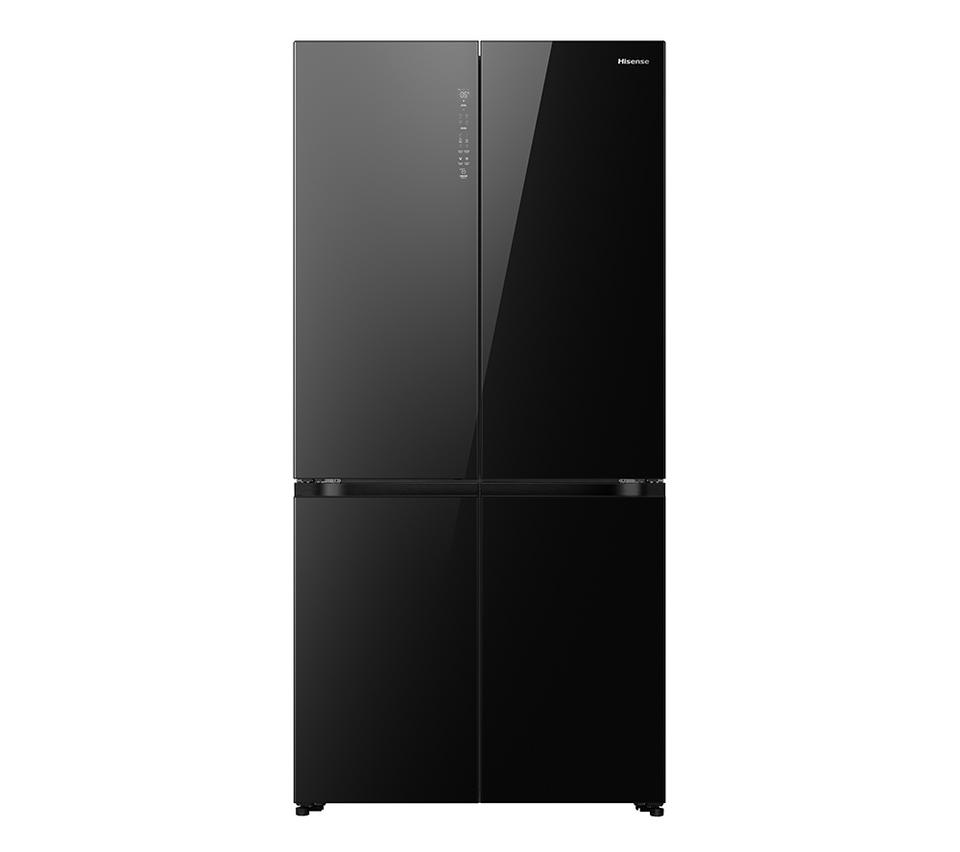 HISENSE KitchenFit RQ768N4GBE Fridge Freezer - Black Glass