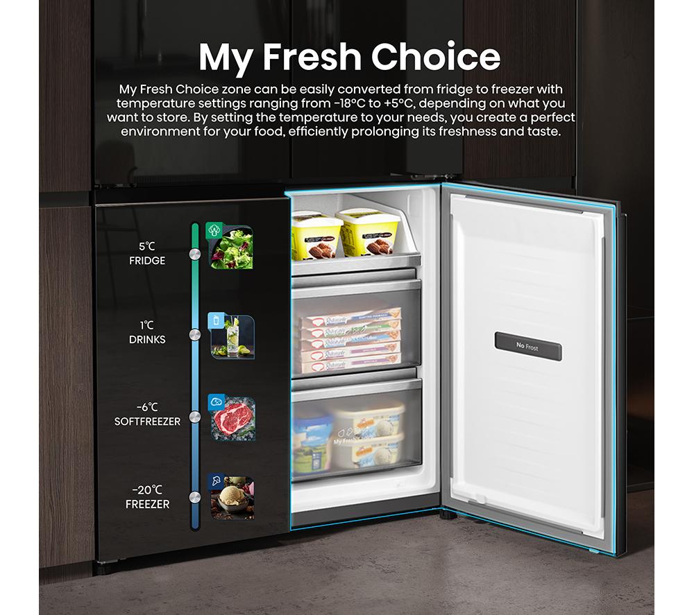 HISENSE KitchenFit RQ768N4GBE Fridge Freezer - Black Glass image number 8 of 29