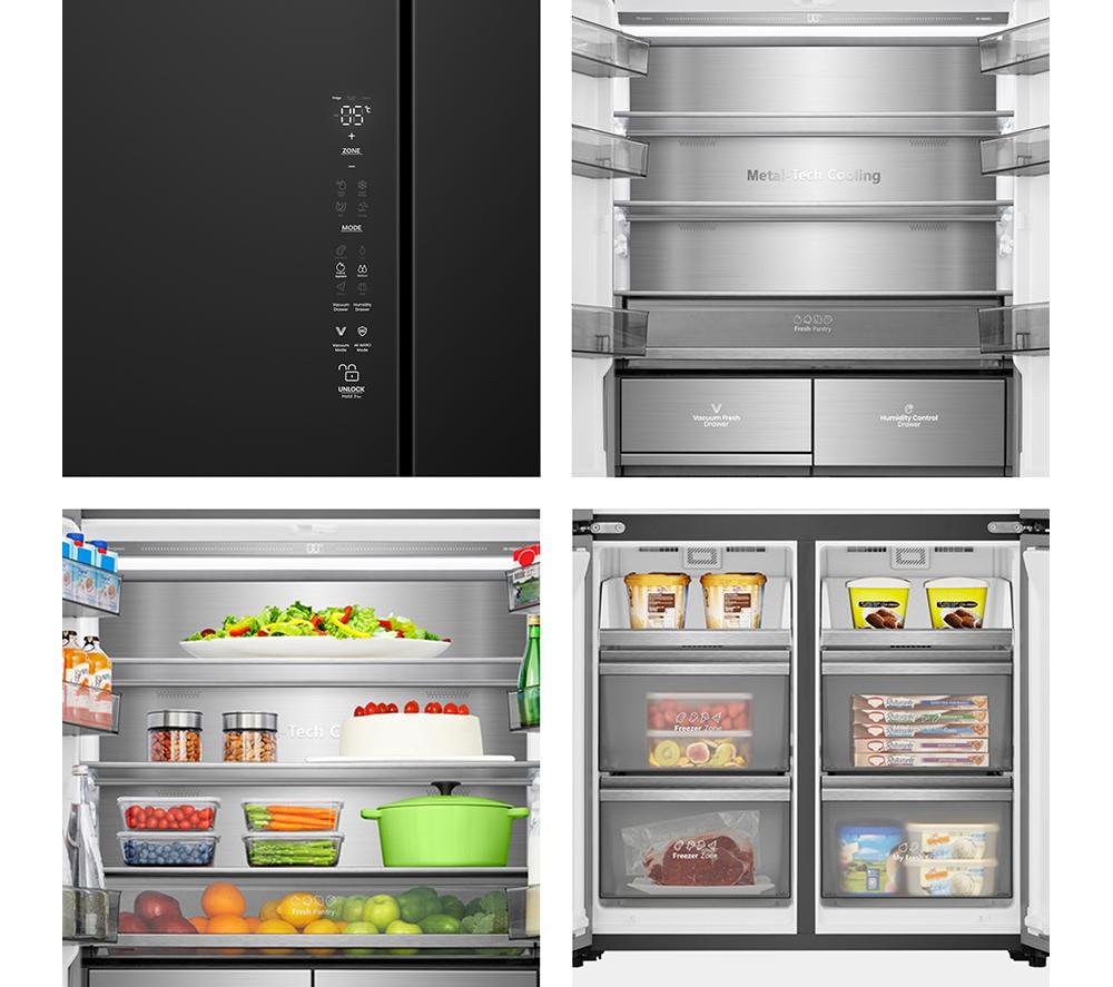 HISENSE KitchenFit RQ768N4GBE Fridge Freezer - Black Glass image number 15 of 29
