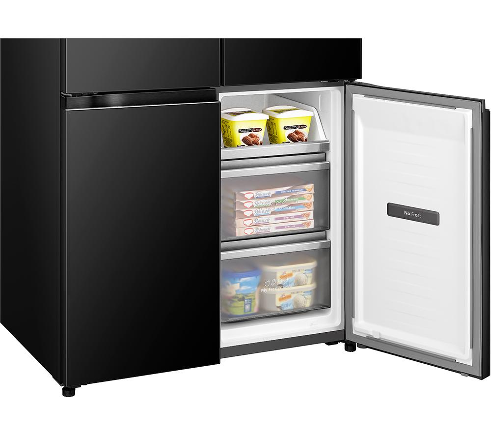 HISENSE KitchenFit RQ768N4GBE Fridge Freezer - Black Glass image number 21 of 29