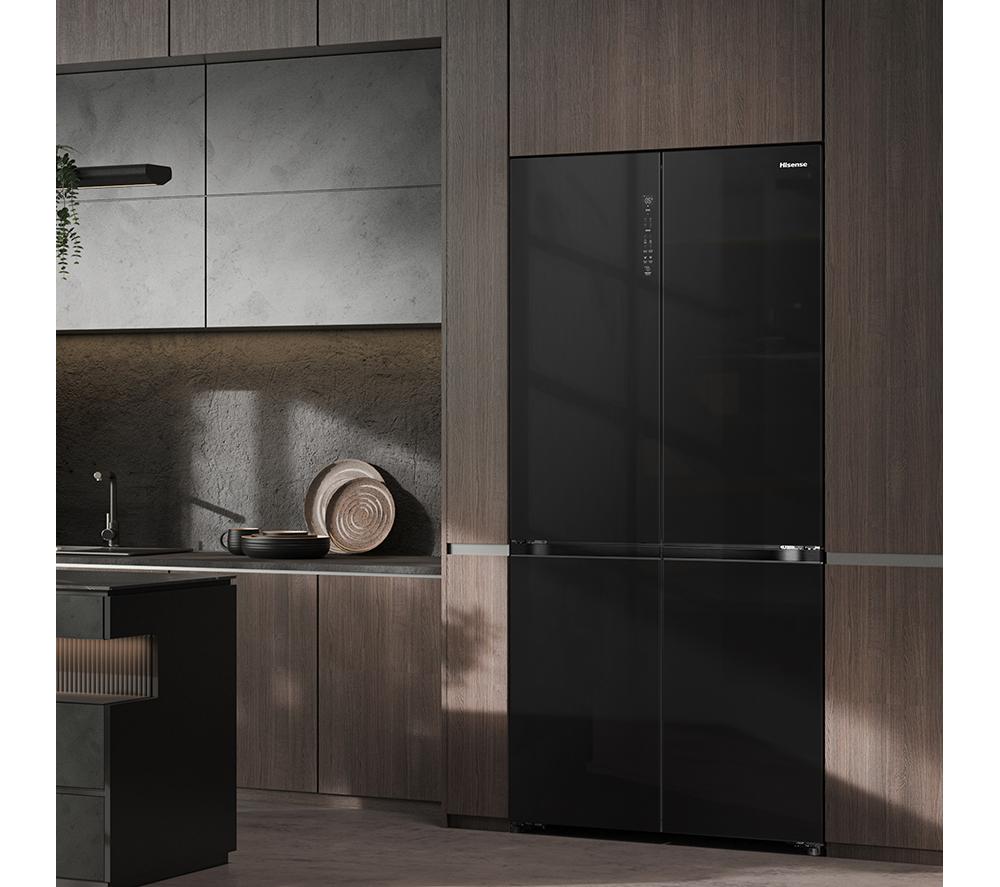 HISENSE KitchenFit RQ768N4GBE Fridge Freezer - Black Glass image number 28 of 29