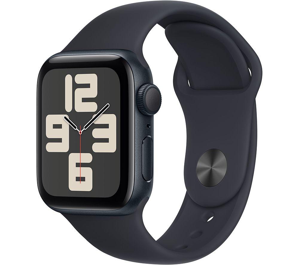 APPLE Watch SE (2023) - 40 mm Midnight Aluminium Case with Midnight Sports Band, S/M, Black