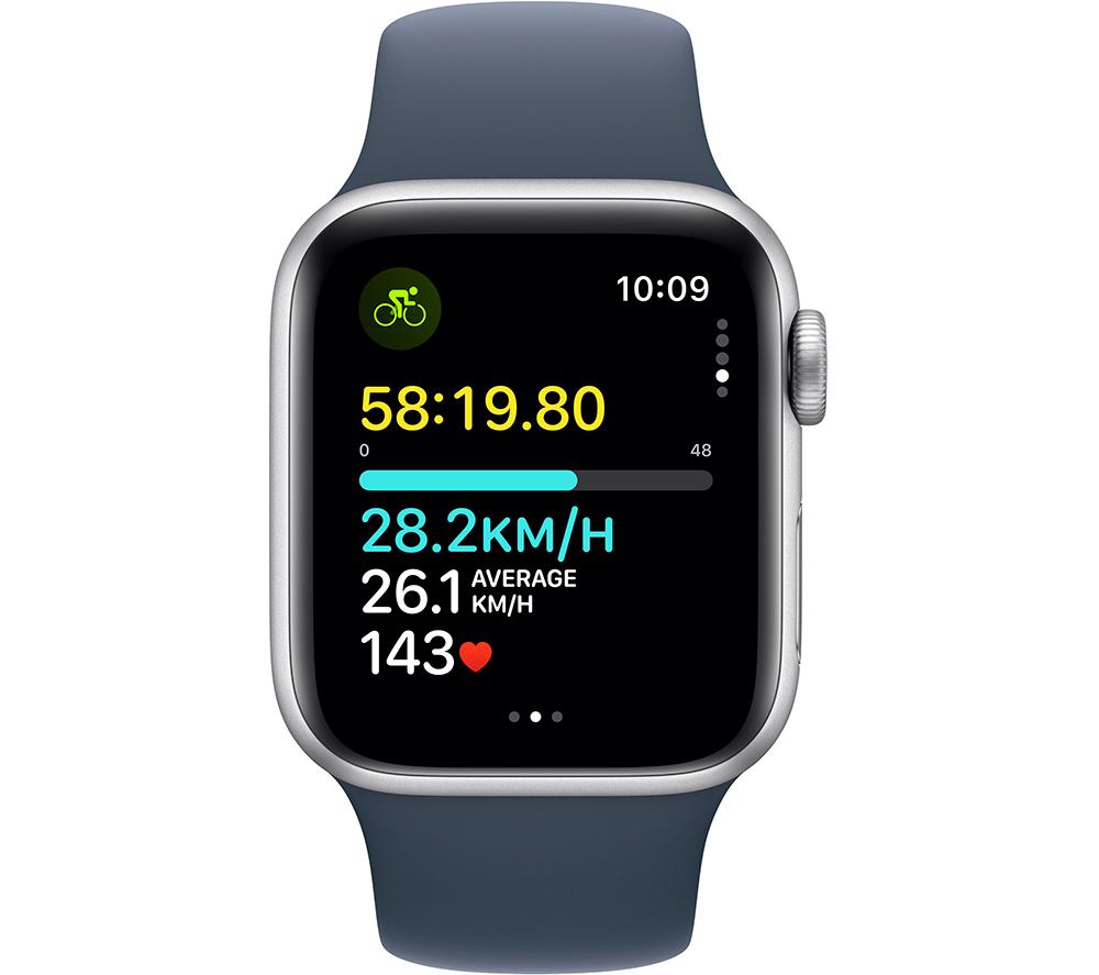 APPLE Watch SE (2023) - 40 mm Silver Aluminium Case with Storm Blue Sports Band, M/L - image 6