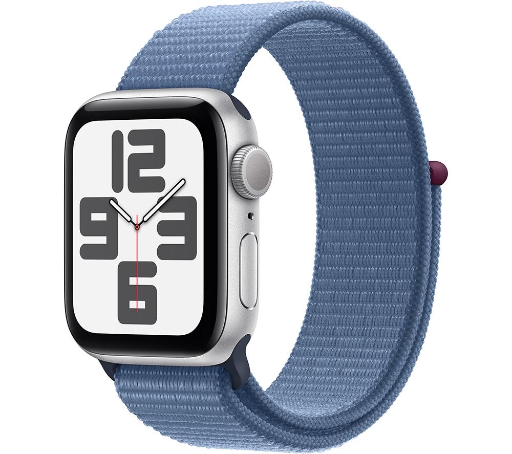Apple Watch SE (2nd Gen, 2023) [GPS 40mm] Smartwatch with Silver Aluminium Case with Winter Blue Sport Loop. Fitness & Sleep Tracker, Crash Detection, Heart Rate Monitor, Carbon Neutral