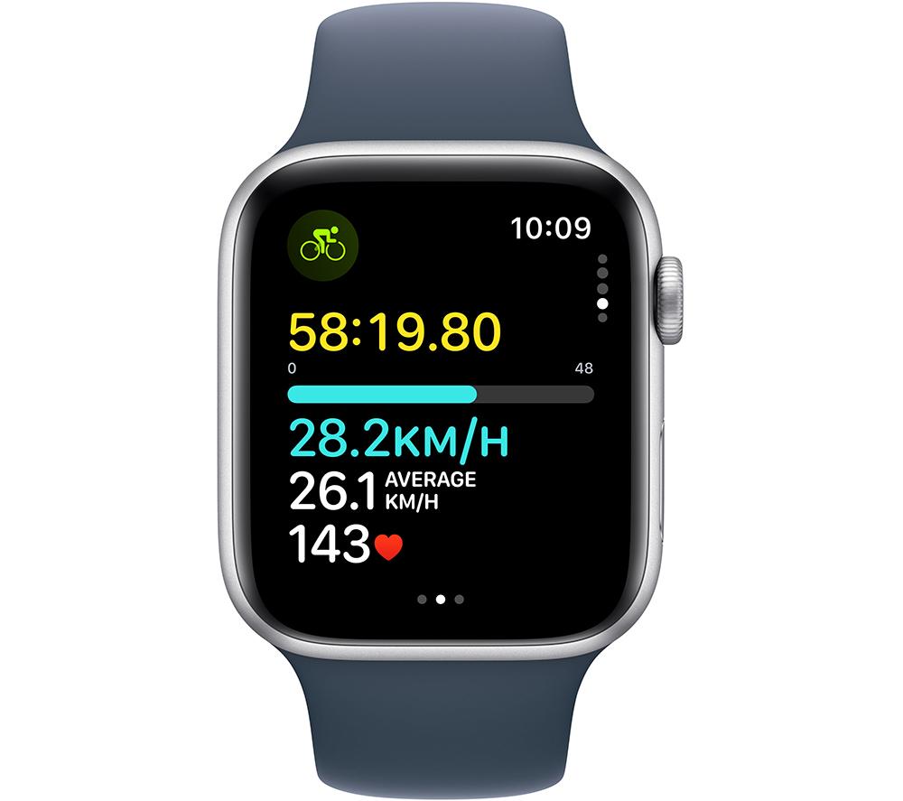 APPLE Watch SE (2023) - 44 mm Silver Aluminium Case with Storm Blue Sport Band, S/M - image 6