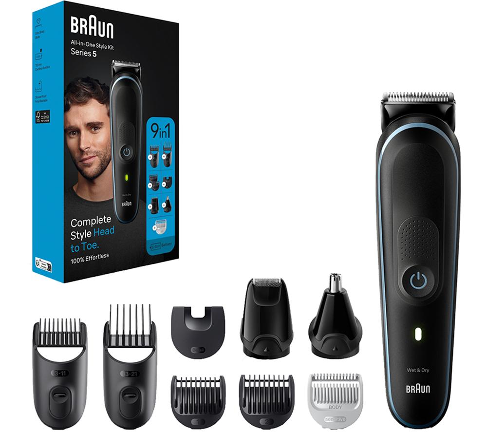 BRAUN 9-in-1 MGK5411 Wet & Dry All-in-one Trimmer Kit - Black & Blue