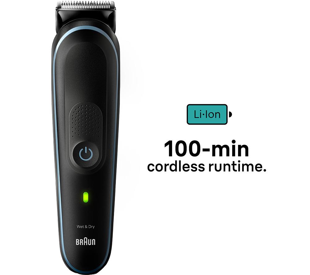 BRAUN 9-in-1 MGK5411 Wet & Dry All-in-one Trimmer Kit - Black & Blue image number 6 of 9