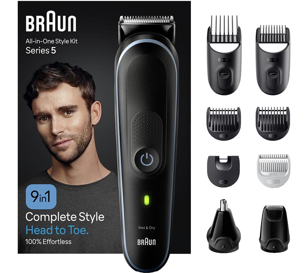 BRAUN 9-in-1 MGK5411 Wet & Dry All-in-one Trimmer Kit - Black & Blue image number 8 of 9