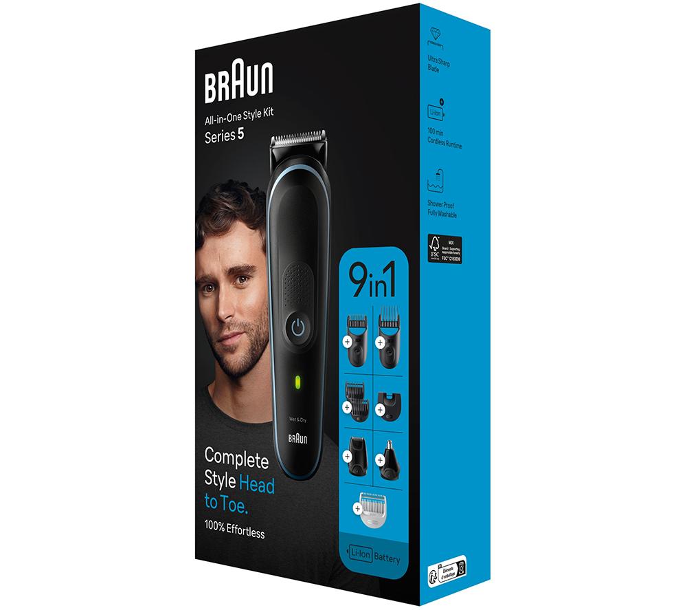 BRAUN 9-in-1 MGK5411 Wet & Dry All-in-one Trimmer Kit - Black & Blue image number 9 of 9