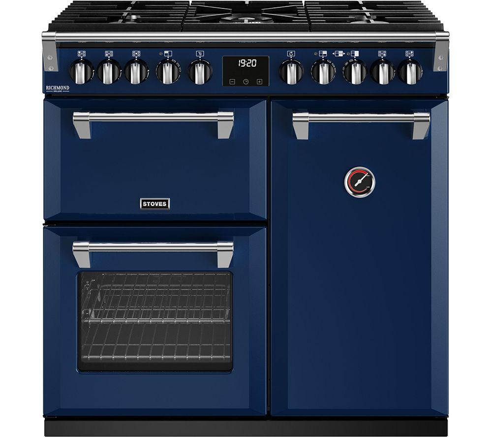 STOVES Richmond Deluxe D900DF 90 cm Dual Fuel Range Cooker - Blue  Chrome Blue