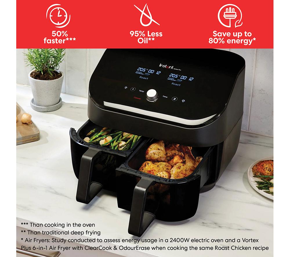 Buy INSTANT Vortex Plus ClearCook Dual Basket Air Fryer Black Currys