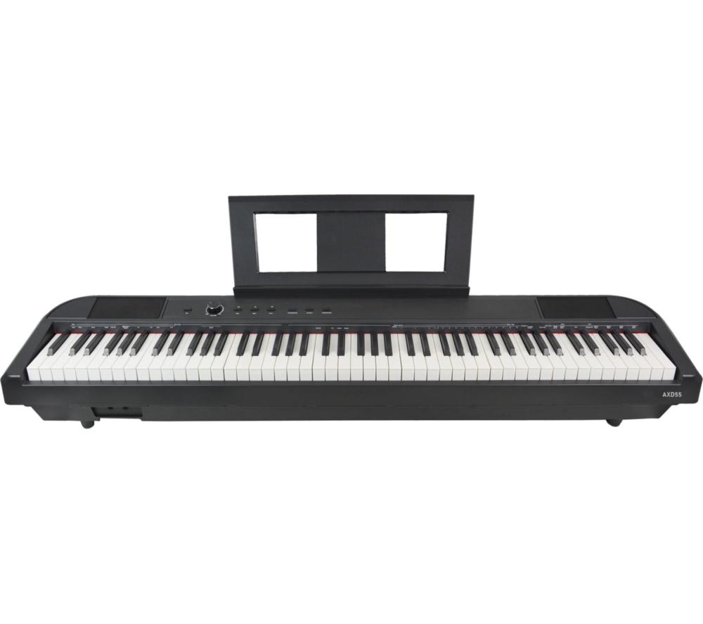 Axus Axd55 88-Key Digital Piano With Touch Sensitive Keys & Sustain Pedal - Black, Black