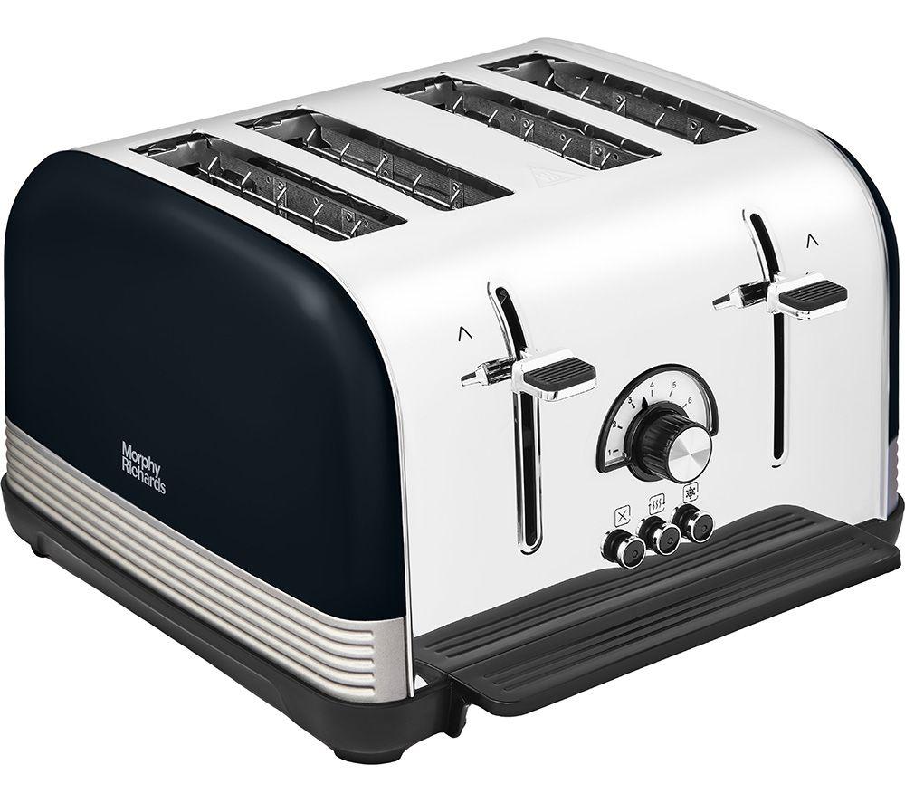 MORPHY RICHARDS Venture Retro 240334 4-Slice Toaster - Onyx, Black,Silver/Grey