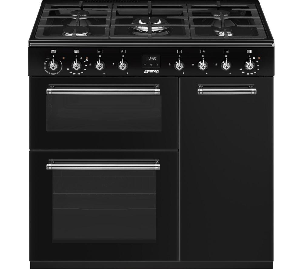 SMEG Concert CX93GMBL 90 cm Dual Fuel Range Cooker - Black, Black