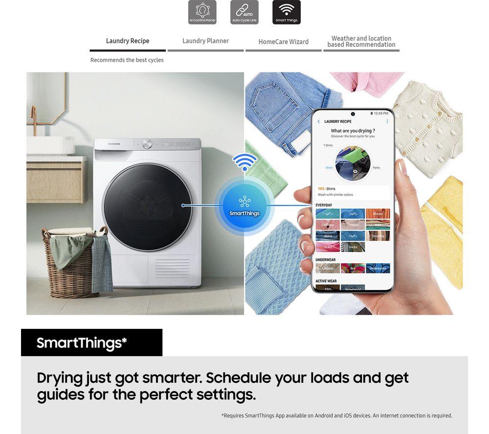 SAMSUNG Series 5 AI Energy DV80CGC0B0AEEU 8 kg Heat Pump Tumble Dryer - White image number 7 of 8