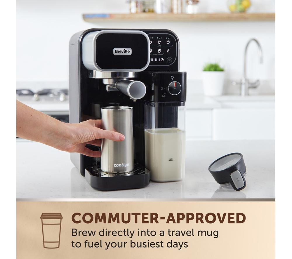 BREVILLE Prima Latte Luxe VCF166 Coffee Machine - Black & Silver image number 5 of 9