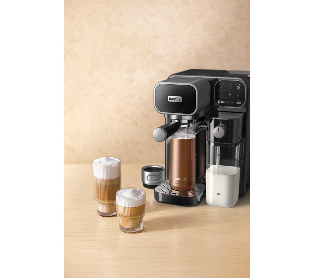 BREVILLE Prima Latte Luxe VCF166 Coffee Machine - Black & Silver image number 7 of 9