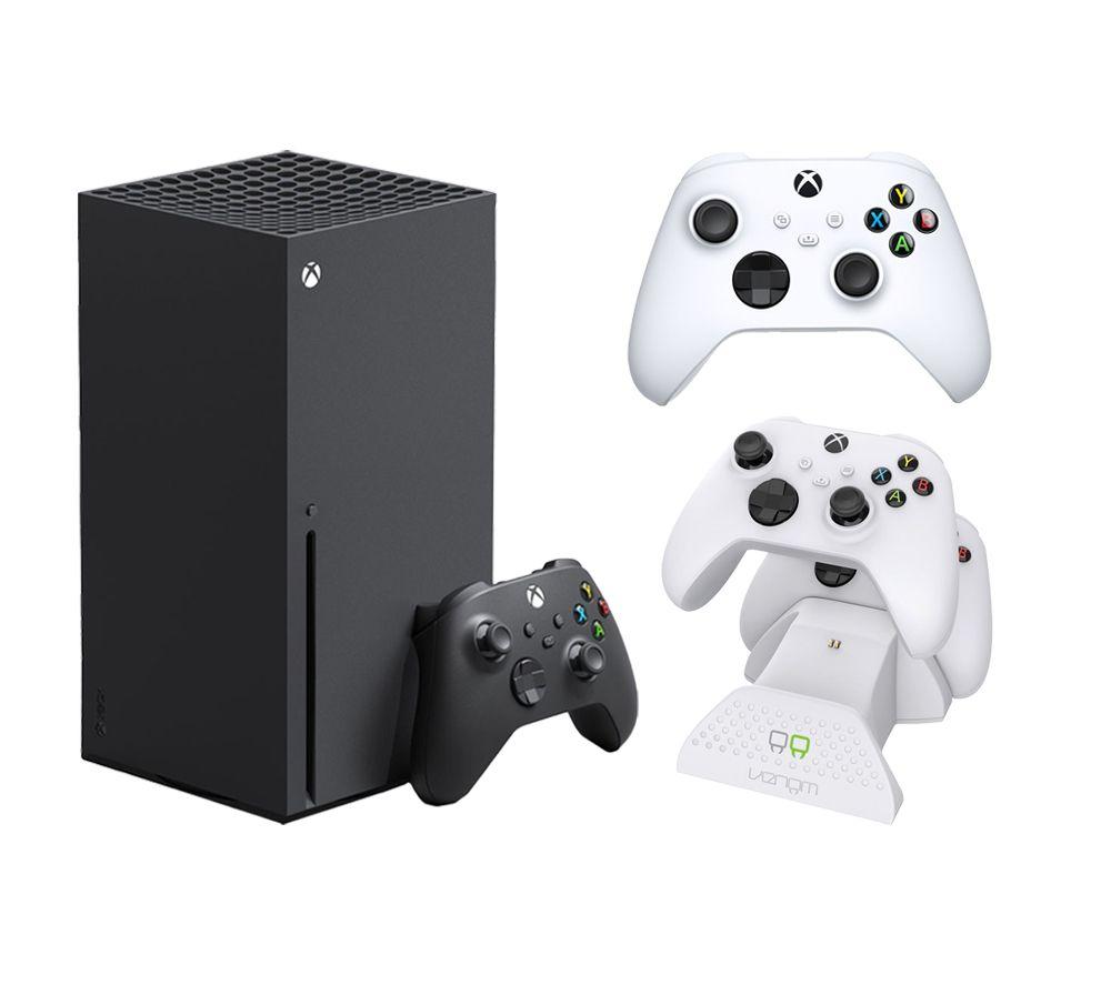 Image of MICROSOFT Xbox Series X, Additional White Controller & VS2871 Xbox Series X/S & Xbox One Twin Docking Station (White) Bundle, Black