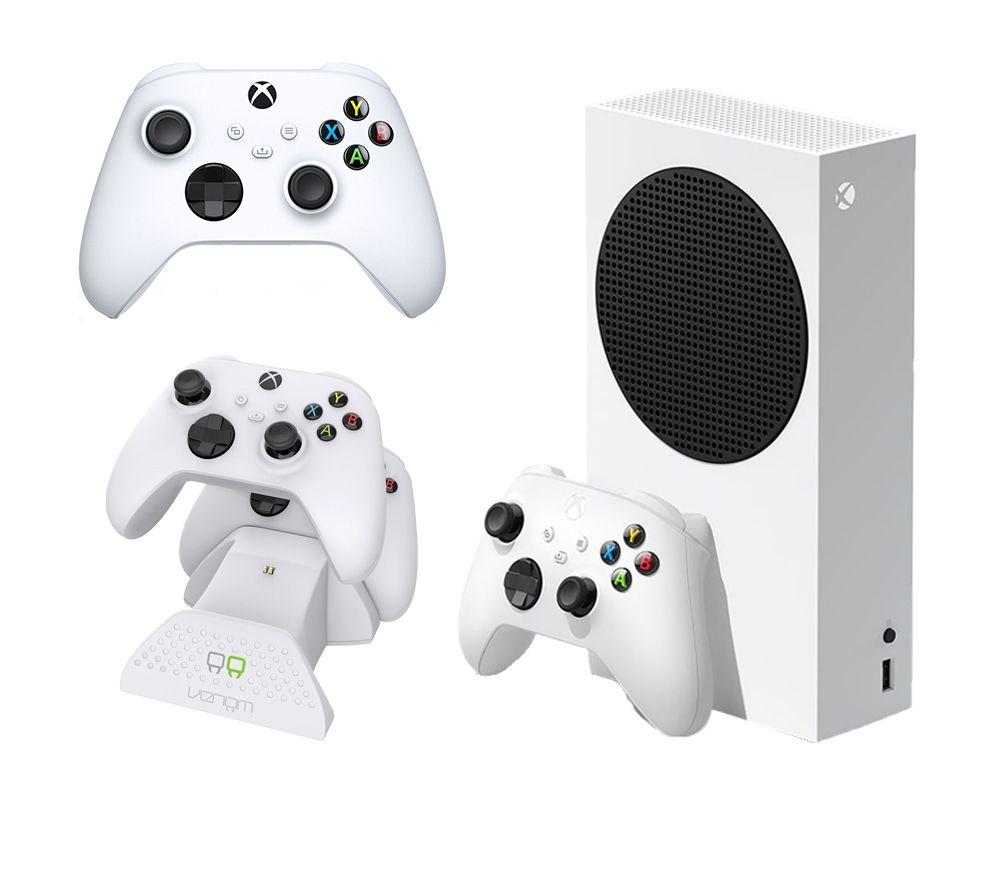 Image of MICROSOFT Xbox Series S (512 GB), Additional White Controller & VS2871 Xbox Series X/S & Xbox One Twin Docking Station (White) Bundle, White