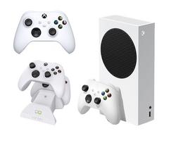 MICROSOFT Xbox Series S (512 GB), Additional White Controller & VS2871 Xbox Series X/S & Xbox One Twin Docking Station (White) Bundle