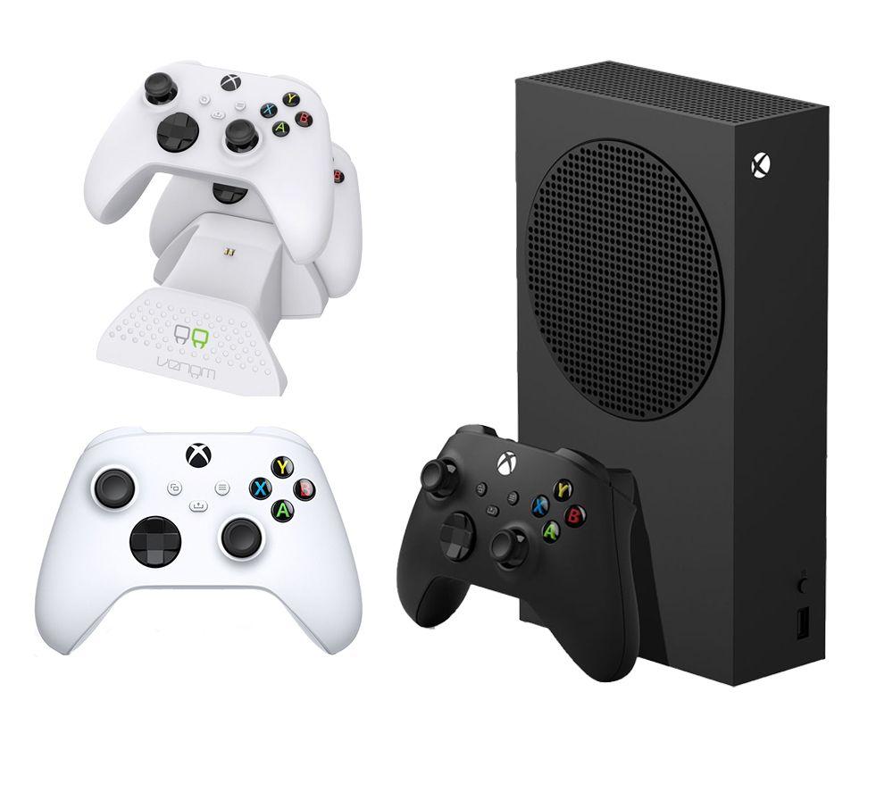 Microsoft Xbox Series S (1 TB), Additional White Controller & VS2871 Xbox Series X/S & Xbox One Twin Docking Station (White) Bundle, Black