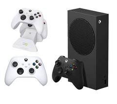 MICROSOFT Xbox Series S (1 TB), Additional White Controller & VS2871 Xbox Series X/S & Xbox One Twin Docking Station (White) Bundle