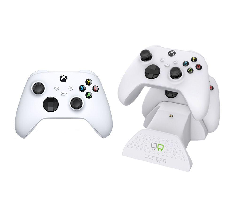 Xbox Wireless Controller (White) & VS2871 Xbox Series X/S & Xbox One Twin Docking Station (White) Bundle
