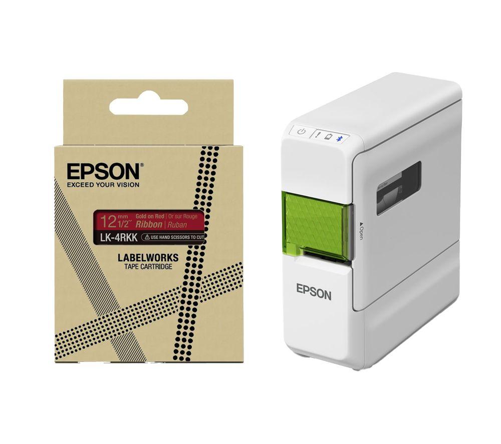 Epson LabelWorks LW-C410 Label Printer & LK-4RKK 12 mm Blank Satin ...