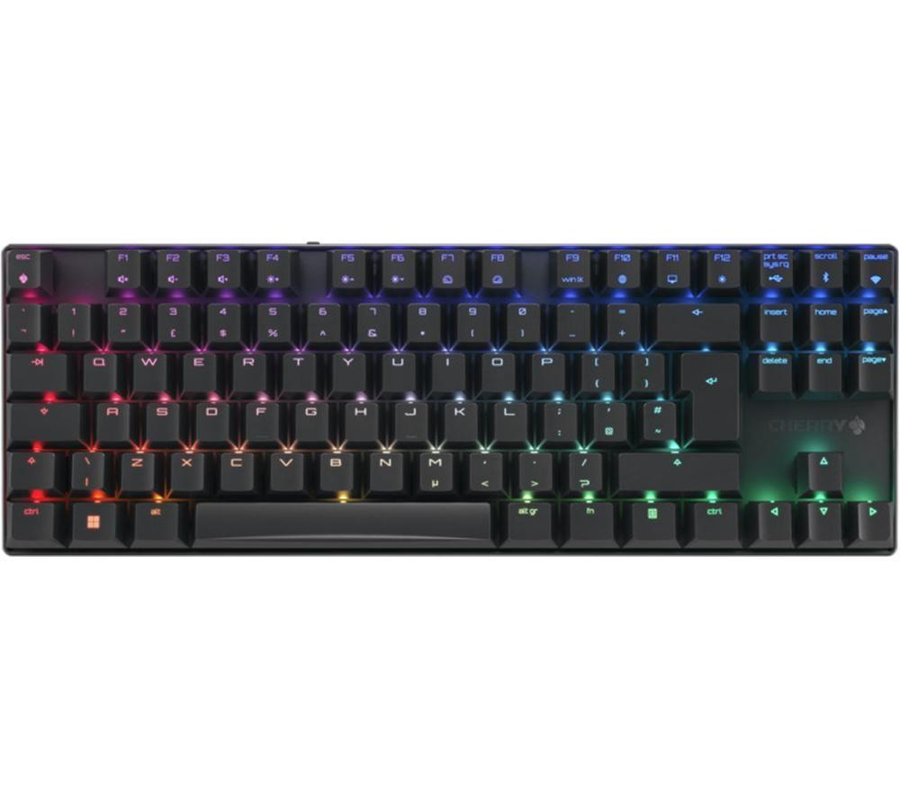 CHERRY MX 8.2 TKL Wireless, Wireless Mechanical Gaming Keyboard without Numeric Keypad, UK Layout (QWERTY), RGB Lighting, incl. Metal Transport Case, MX RED Switches, Black