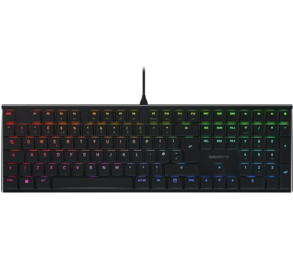 CHERRY MX 10.0N RGB, Flat Mechanical Gaming Keyboard, UK Layout (QWERTY), Wired, Original CHERRY MX LOW PROFILE RGB SPEED Switches, Black