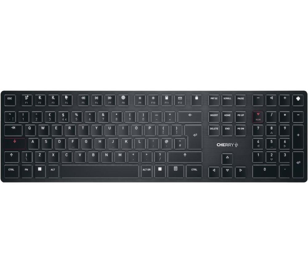 CHERRY KW X ULP, Ultra-Flat Mechanical High-End Keyboard, UK Layout (QWERTY), Wireless Multi-Device Keyboard for up to 4 Devices, Rechargeable, Black