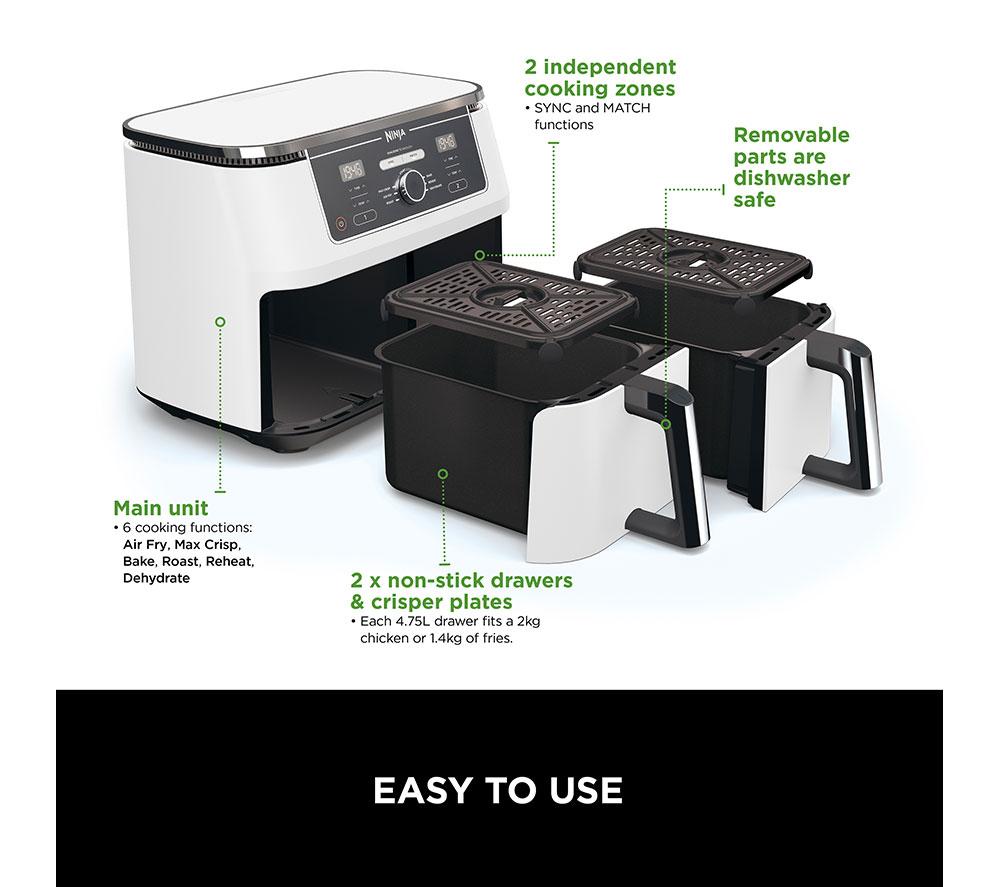NINJA Foodi MAX Dual Zone AF400UKWH Air Fryer - White image number 13 of 16