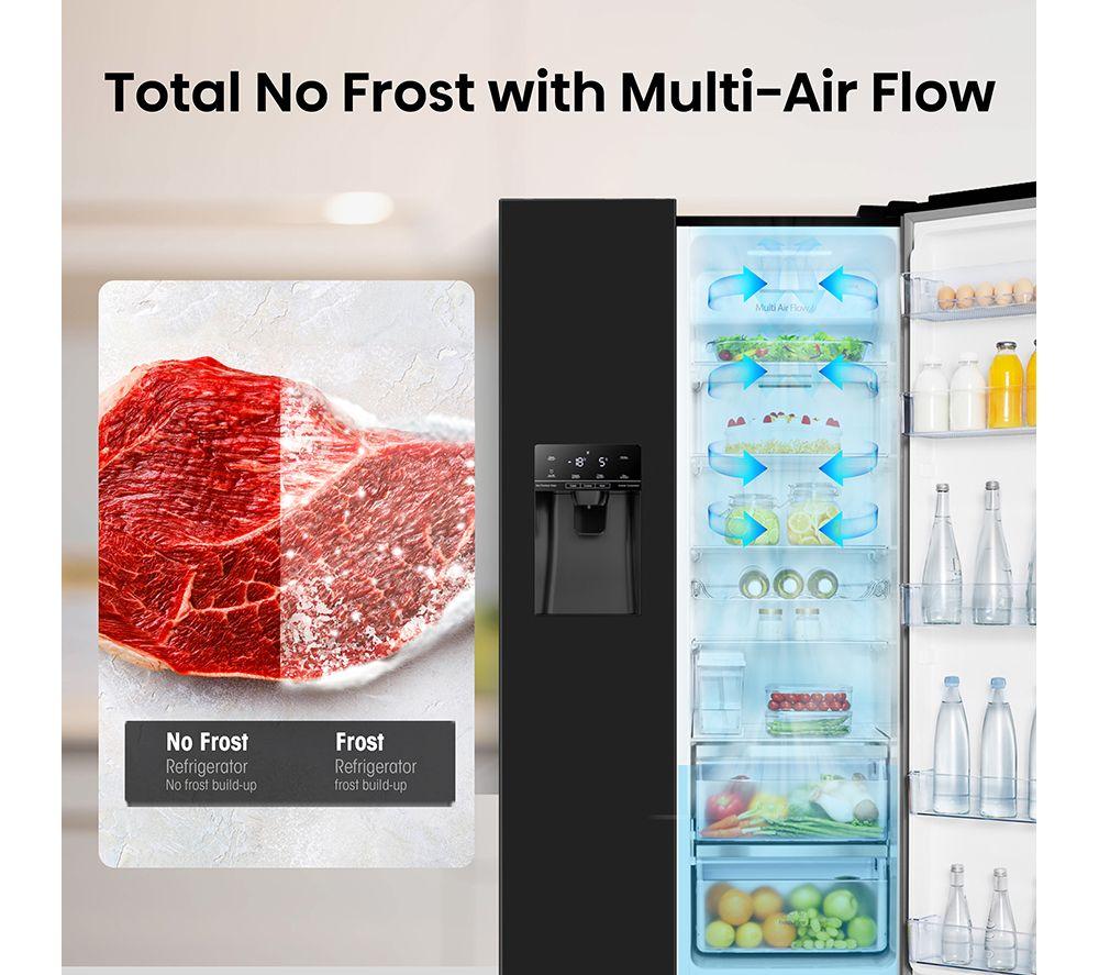 HISENSE PureFlat RS694N4TBE American-Style Fridge Freezer - Black image number 5 of 14