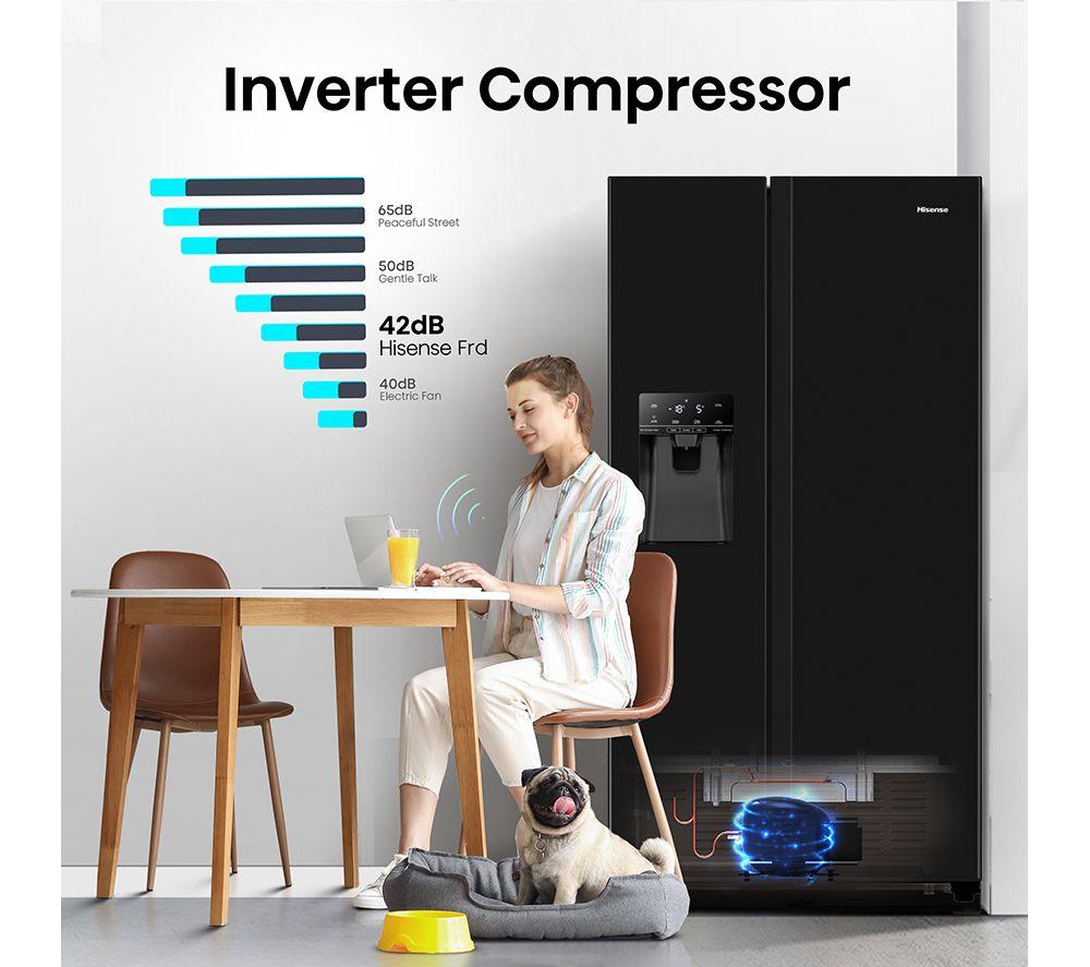 HISENSE PureFlat RS694N4TBE American-Style Fridge Freezer - Black image number 9 of 14