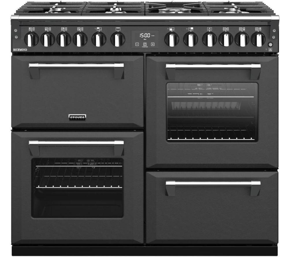 STOVES Richmond S1000DF 100 cm Dual Fuel Range Cooker - Anthracite & Chrome, Black