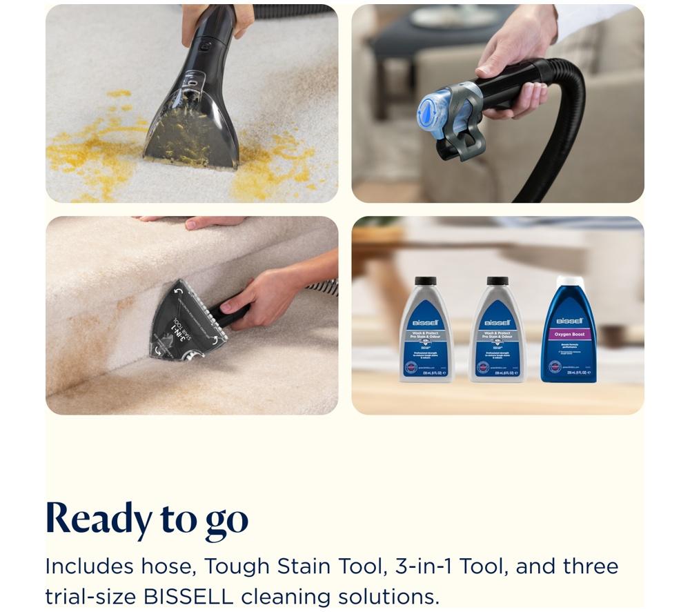 BISSELL Revolution HydroSteam 3670E Upright Carpet Cleaner - Black, Titanium & Colbalt Blue image number 9 of 11