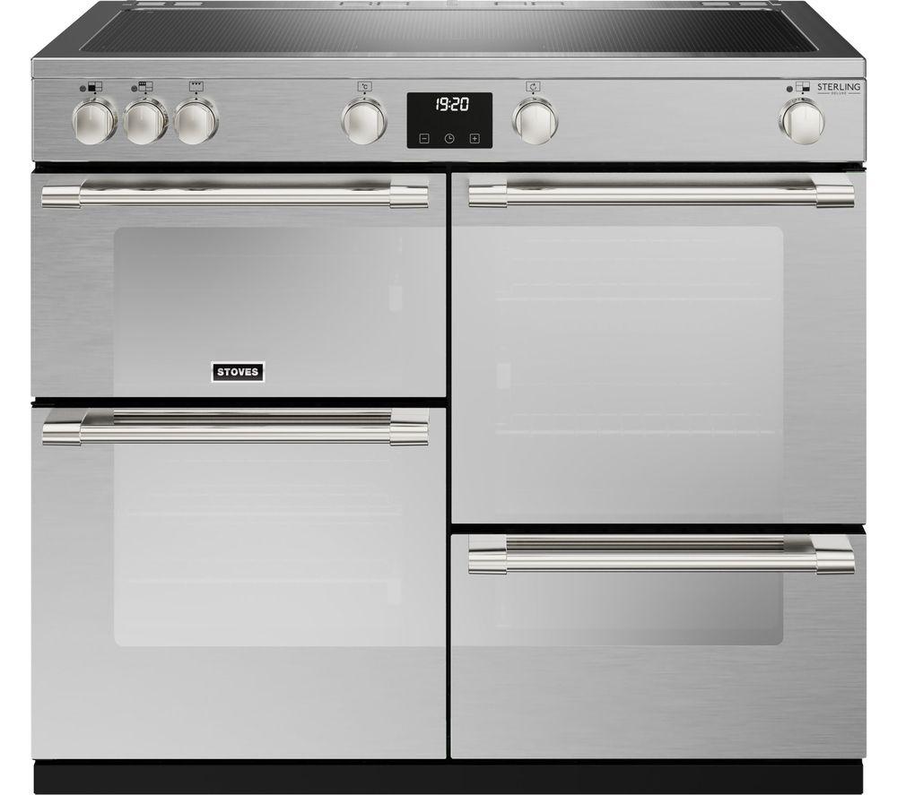 STOVES Sterling Deluxe D1000Ei ZLS Electric Induction Range Cooker - Stainless Steel & Chrome, Stain