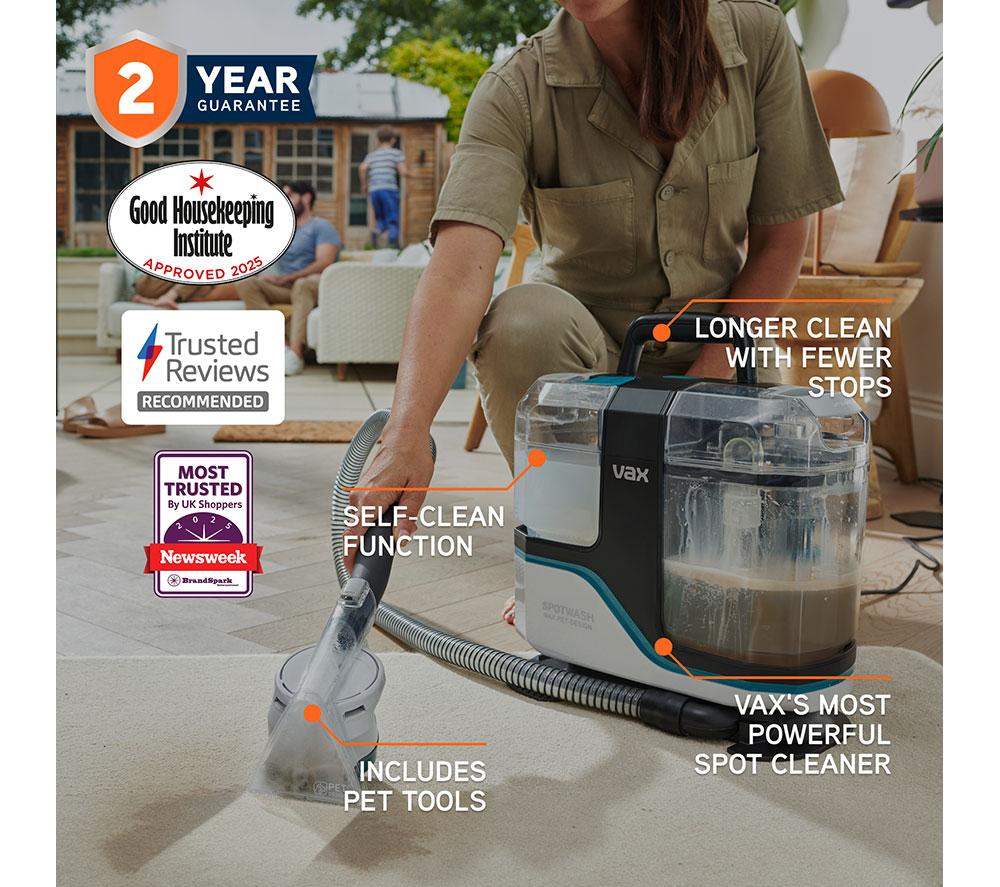VAX SpotWash Max Pet-Design Carpet Cleaner - White & Teal Blue image number 2 of 12