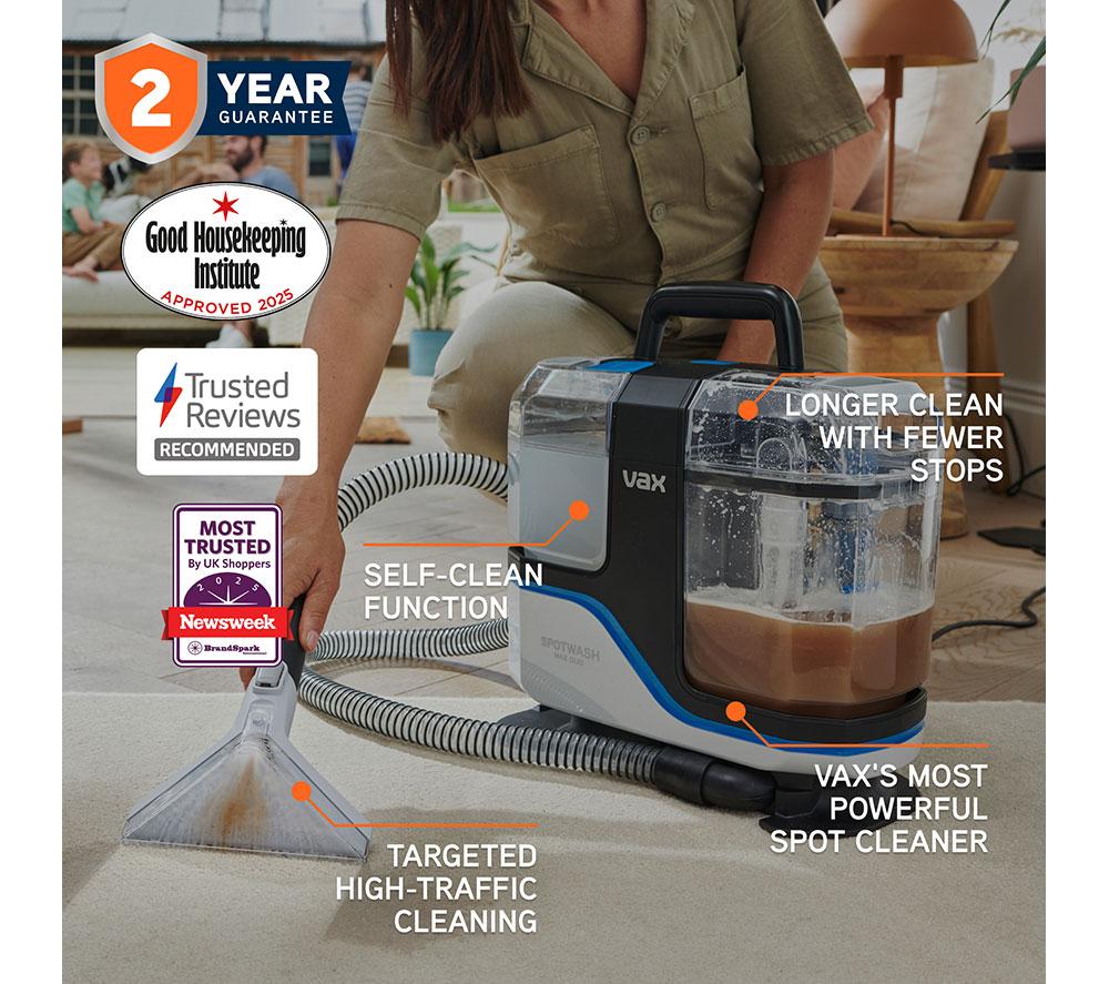 VAX SpotWash Max Duo Carpet Cleaner - White & Tiger Blue image number 2 of 10