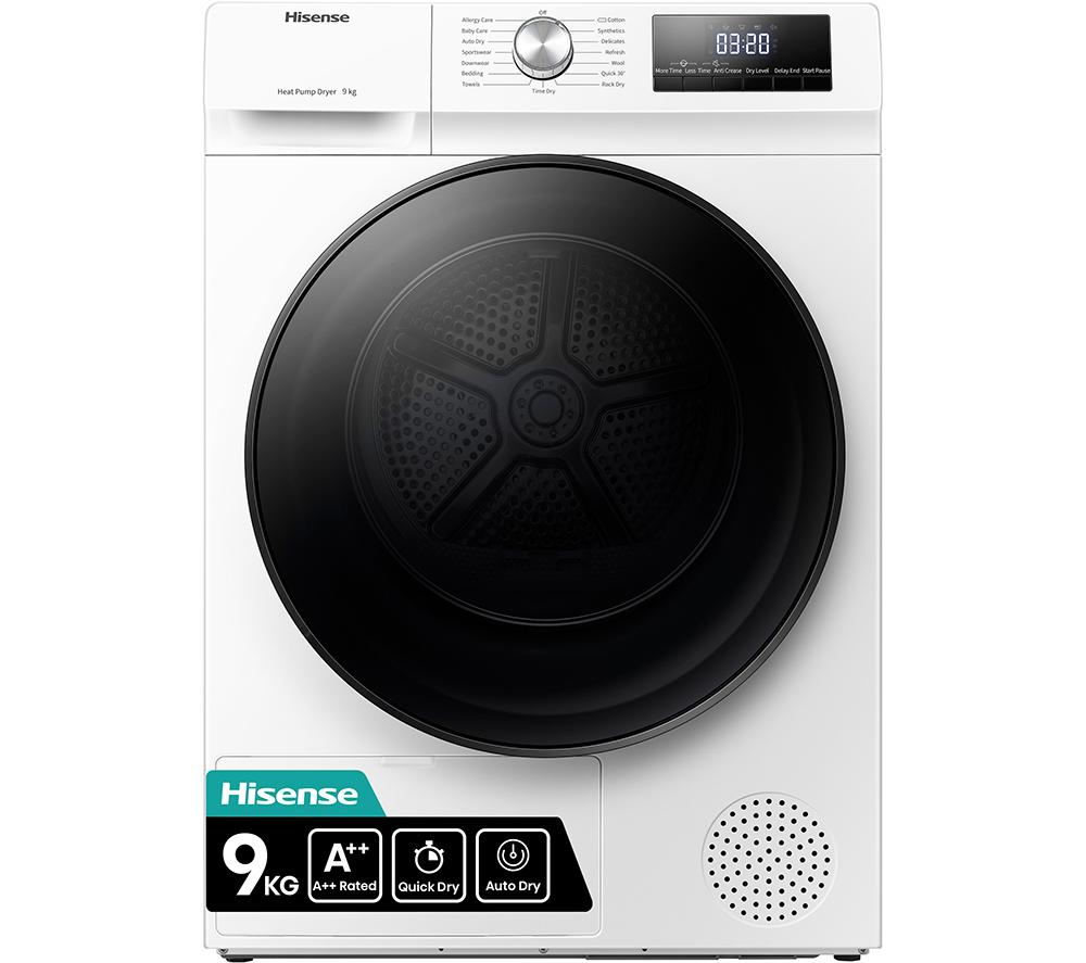 HISENSE 3 Series DHQA902U 9 kg Heat Pump Tumble Dryer - White, White