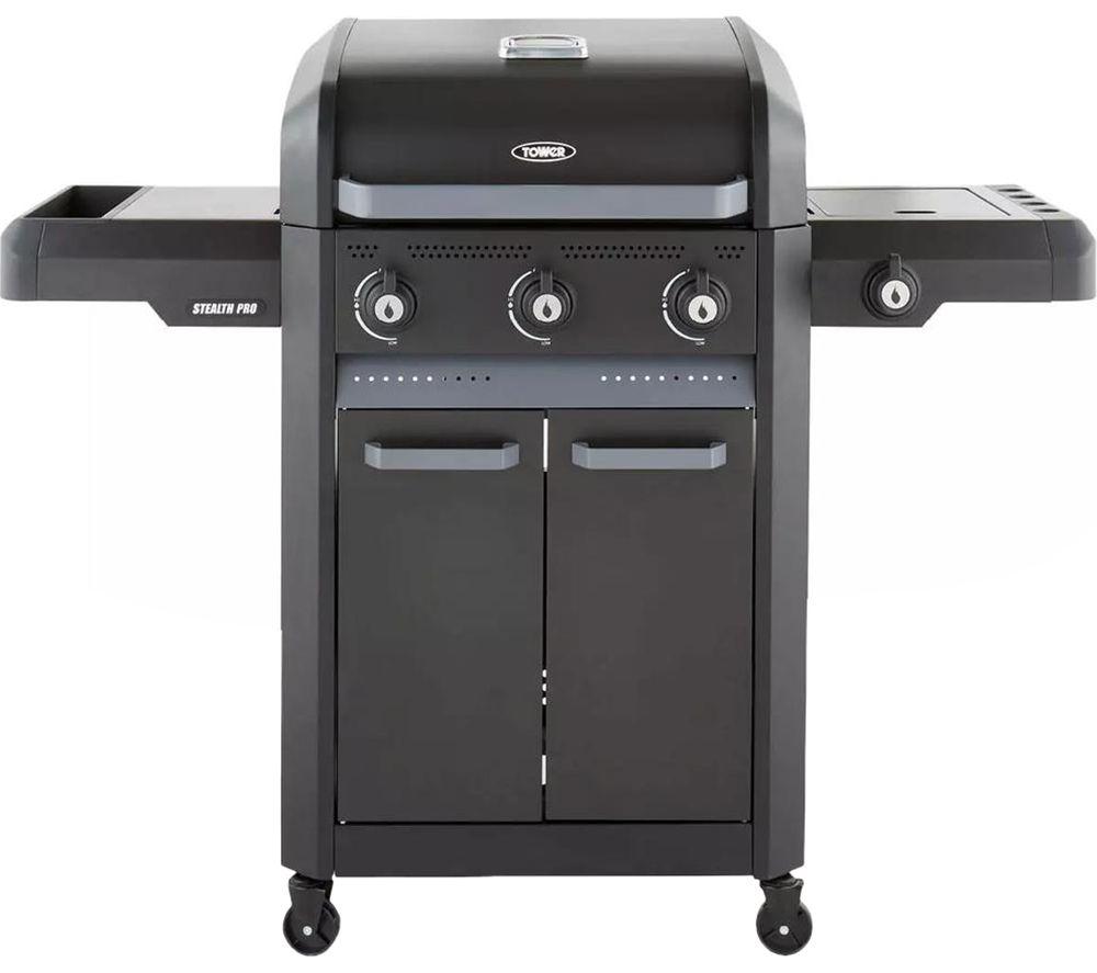 TOWER Stealth Pro T978525 4 Burner Gas BBQ - Black