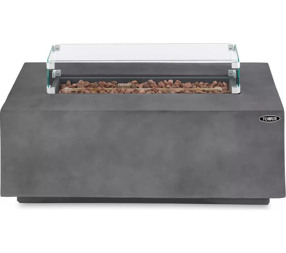 Tower Magna Rectangular T978528 Portable Gas Fire Pit - Grey