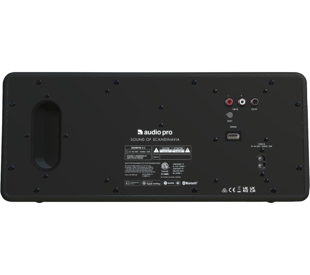 AUDIO PRO Drumfire D-2 Wireless Multi-room Speaker - Black image number 3 of 7